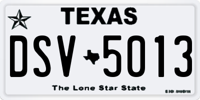 TX license plate DSV5013