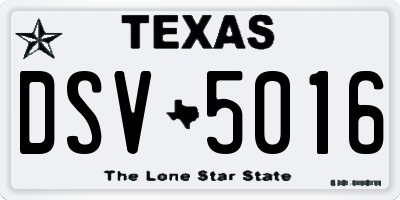 TX license plate DSV5016