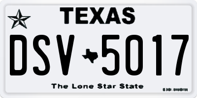 TX license plate DSV5017