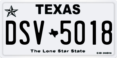 TX license plate DSV5018