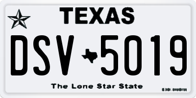 TX license plate DSV5019