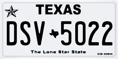 TX license plate DSV5022