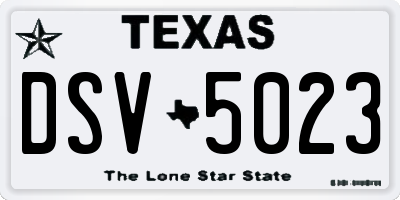 TX license plate DSV5023