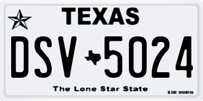 TX license plate DSV5024