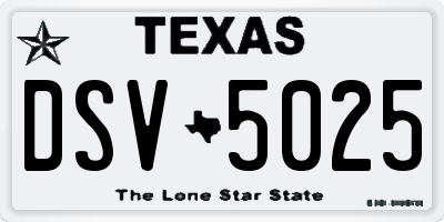 TX license plate DSV5025