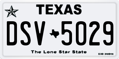 TX license plate DSV5029