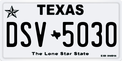 TX license plate DSV5030