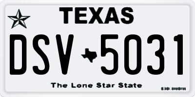 TX license plate DSV5031