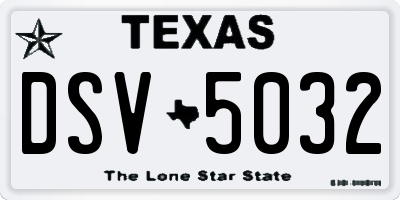 TX license plate DSV5032
