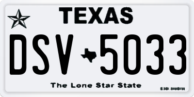 TX license plate DSV5033