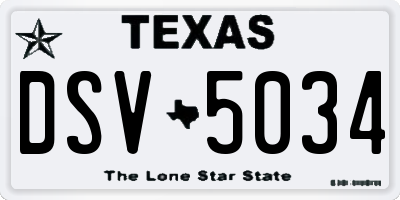 TX license plate DSV5034