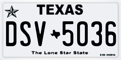TX license plate DSV5036