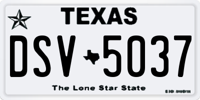 TX license plate DSV5037