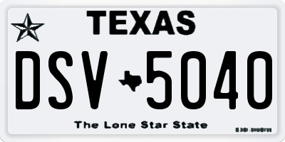 TX license plate DSV5040