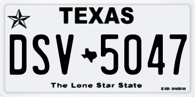 TX license plate DSV5047