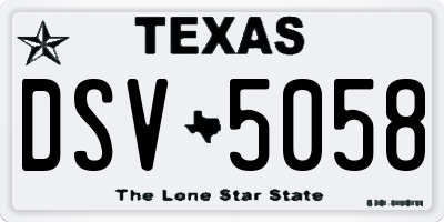 TX license plate DSV5058