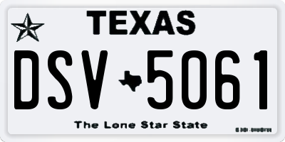 TX license plate DSV5061