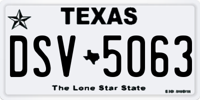 TX license plate DSV5063