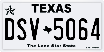 TX license plate DSV5064