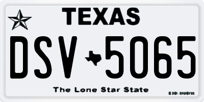 TX license plate DSV5065
