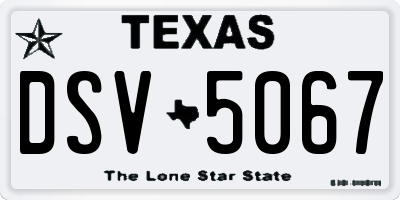 TX license plate DSV5067