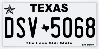 TX license plate DSV5068