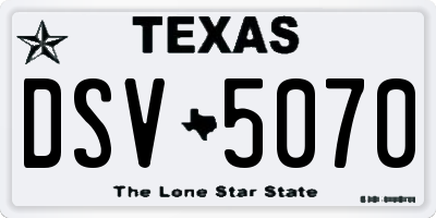 TX license plate DSV5070
