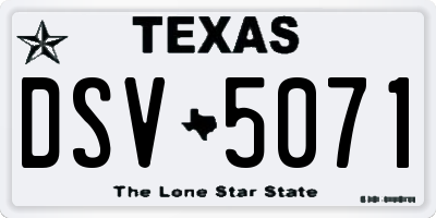 TX license plate DSV5071