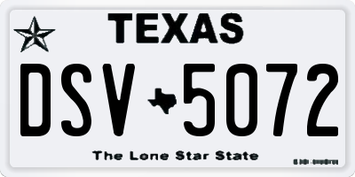 TX license plate DSV5072