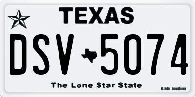 TX license plate DSV5074