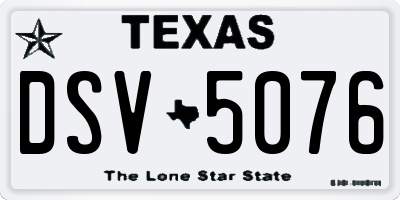 TX license plate DSV5076