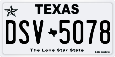 TX license plate DSV5078