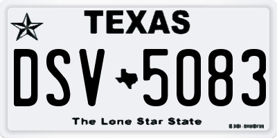 TX license plate DSV5083