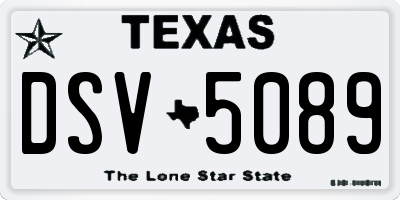 TX license plate DSV5089