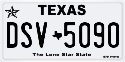 TX license plate DSV5090