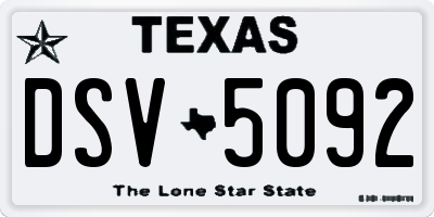 TX license plate DSV5092