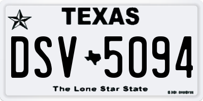 TX license plate DSV5094