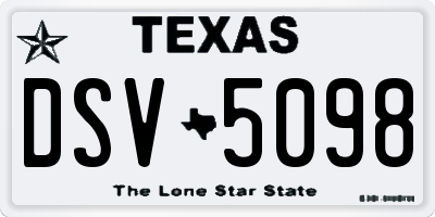 TX license plate DSV5098
