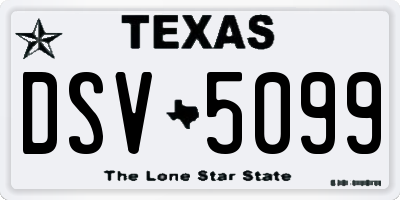 TX license plate DSV5099