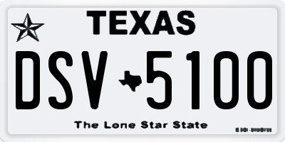 TX license plate DSV5100