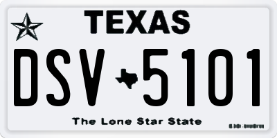 TX license plate DSV5101