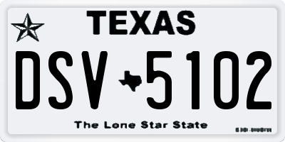 TX license plate DSV5102