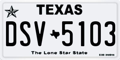 TX license plate DSV5103
