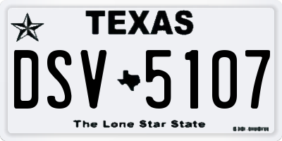 TX license plate DSV5107