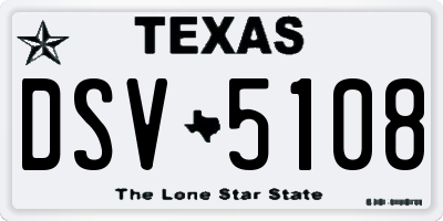 TX license plate DSV5108