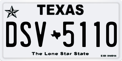 TX license plate DSV5110