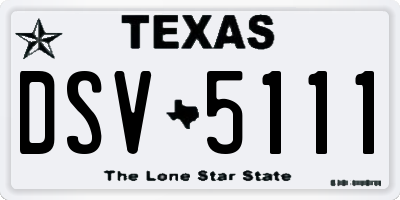 TX license plate DSV5111