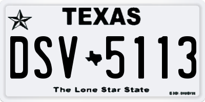 TX license plate DSV5113