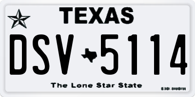 TX license plate DSV5114