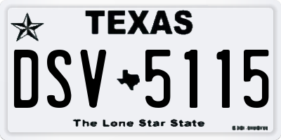 TX license plate DSV5115